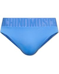 Moschino - Logo Rubberised Waistband Stretch Swim Trunks - Lyst