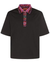 Missoni - Black Multicolour Cotton Zig Zag Polo Shirt - Lyst