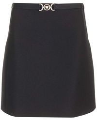 Versace - Midi Skirt In Grain De Poudre - Lyst