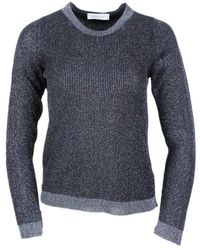 Fabiana Filippi - Long-sleeved Crew-neck Sweater In Organic Cotton And Lurex With Ribbed Knit - Lyst