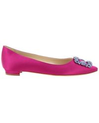 Manolo Blahnik - Hangisi Buckle Embellished Slip-on Ballerina Shoes - Lyst