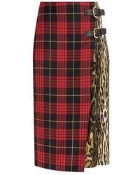 Roberto Cavalli - Mix-Print High Waist Skirt - Lyst
