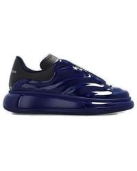 Alexander McQueen Men's Show Patent-leather Low-top Sneakers - Blue