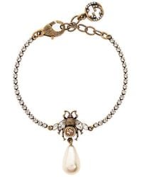 Gucci - Bee Bracelet With Pearl - Lyst