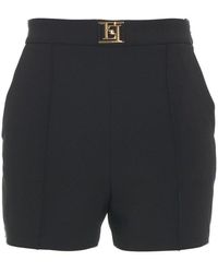 Elisabetta Franchi - High Waisted Logo Plaque Shorts - Lyst