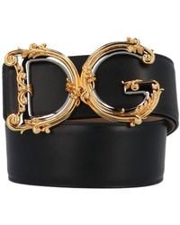 Dolce & Gabbana - Barocco Logo Leather Belt - Lyst