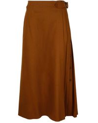 Alberta Ferretti Pleats Flannel Skirt - Brown