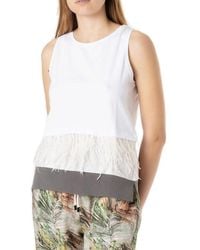Le Tricot Perugia - Feathers Embellished Tank Top - Lyst