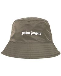 Palm Angels Bucket Hat With Logo - Green
