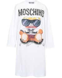 Moschino Teddy Logo Printed T-shirt Dress - White