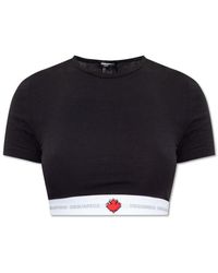 DSquared² - Logo-underband Cropped T-shirt - Lyst