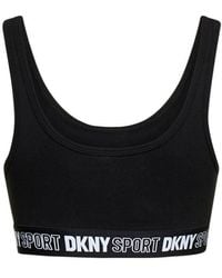 DKNY - Logo Waistband Sports Bra - Lyst