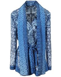 Alberta Ferretti - Allover Abstract Printed Belted-waist Jacket - Lyst