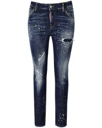 DSquared² - Cool Girl Cropped Blue Jeans - Lyst