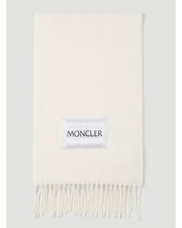 Moncler Logo Fringed Scarf - White