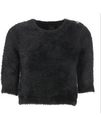 Pinko - Button Detailed Cropped Knit Top - Lyst
