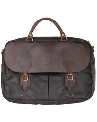 Barbour - Waxed Cotton And Leather Briefcase - Lyst
