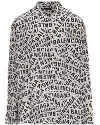 Balenciaga - All-over Logo Printed Buttoned Shirt - Lyst