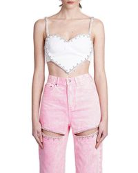 Area - Heart Embellished Sleeveless Cropped Top - Lyst