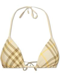 Burberry - Check-Printed Halterneck Bikini Top - Lyst