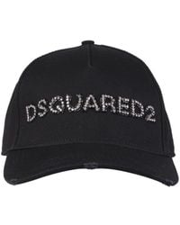 DSquared² Cotton Baseball Hat With Crystal Logo - Black