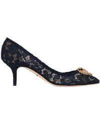 Dolce & Gabbana Lace Detailed Pointed-toe Pumps - Blue