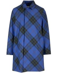 Burberry - Checked Single-breasted Long Sleeved Car Coat - Lyst