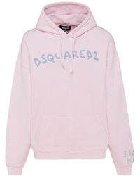 DSquared² - Logo Embroidered Drawstring Hoodie - Lyst