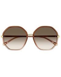 Chloé - Hexagon Frame Sunglasses - Lyst