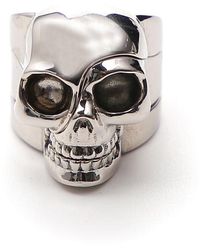 Alexander McQueen Divided Skull Ring - Metallic