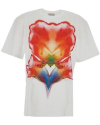 Alexander McQueen - Floral Printed Crewnek T-shirt - Lyst