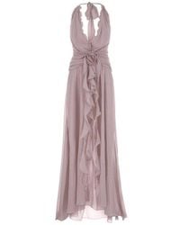 Blumarine - Silk Dress With Open Back - Lyst