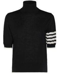 Thom Browne - Stripe-detailed Short-sleeved Knitted Jumper - Lyst