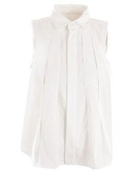 Sacai Sleeveless Pleated Top in Black | Lyst Sacai Sleeveless Pleated Top in Black | Lyst