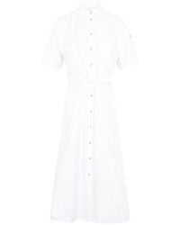 Moncler - Belted Midi Shirt Dress - Lyst
