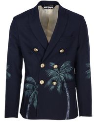 Palm Angels - Palm Tree Printed Double Breasted Jacket - Lyst
