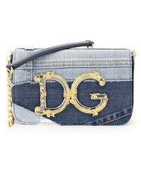 Dolce & Gabbana Patchwork Denim Dg Girls Baroque Mini Bag - Blue