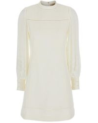 Twinset - Long-Sleeved Perforated-Detail Mini Dress - Lyst