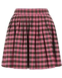 KENZO - Flared Gingham Print Mini Skirt - Lyst