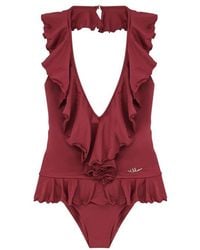 Chloé - One-Piece Swimsuit With Pvc Pochette - Lyst