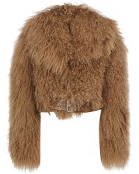 Burberry Belted Shearling Jacket - Brown