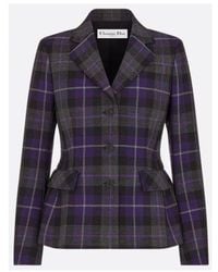 Dior - Checkered Button-Up Fitted Jacket - Lyst