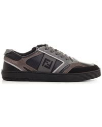 Fendi - Black Calf Leather Low Top Sneakers - Lyst