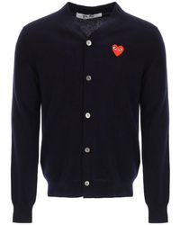 COMME DES GARÇONS PLAY - Wool Cardigan With Heart Patch - Lyst