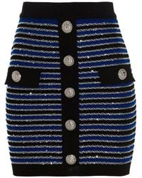 Balmain - Sequin Stripe Knit Skirt - Lyst