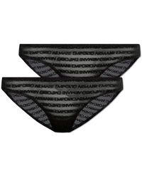 Emporio Armani - Lace Briefs With Logo 2-Pack - Lyst
