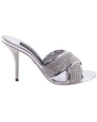 Dolce & Gabbana - Embellished Open Toe Sandals - Lyst