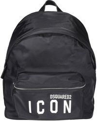 DSquared² Icon Logo Print Backpack - Black
