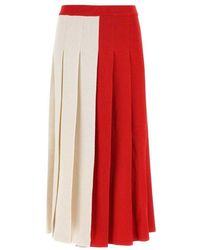 Gucci - Colorblock Wool Midi Skirt - Lyst