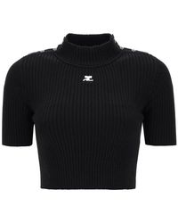 Courreges - Ribbed Knit Cropped Jumper - Lyst